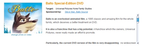 Balto special edition DVD